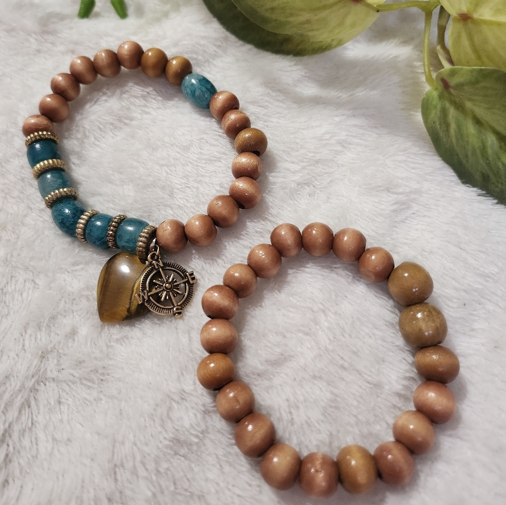 Handmade wooden beaded bracelets